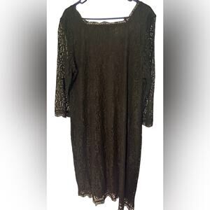 Nemidor Black Lace, 3/4‎ Sleeve, Sheath Cocktail Dress Size 16